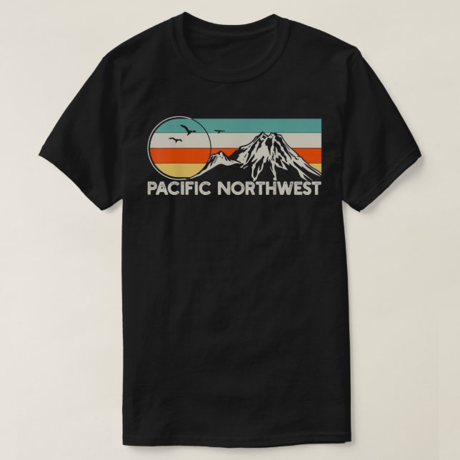 Pacific Northwest Mountain Retro  T-Shirt (Design Front)