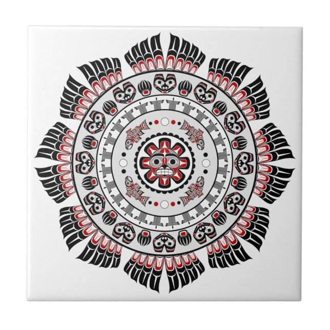 Pacific Northwest Native American Art Mandala Tile (Front)