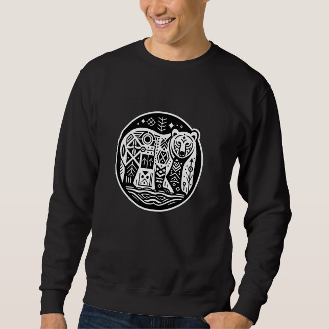 Pacific Northwest Native American Indian Style Gri Sweatshirt (Front)