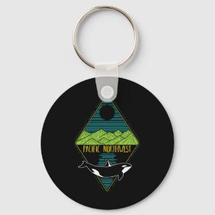 Pacific Northwest Orca Whale Tree Mountain Ocean P Key Ring