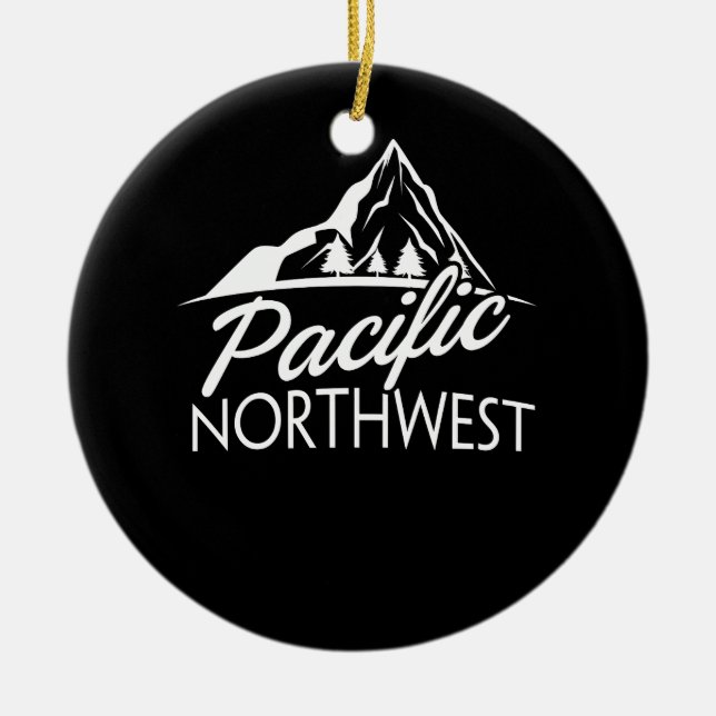 Pacific Northwest PNW Outdoors Trees Mountain Ceramic Tree Decoration (Front)