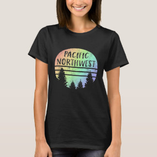 Pacific Northwest Rainbow Weathered Hiking Campin T-Shirt