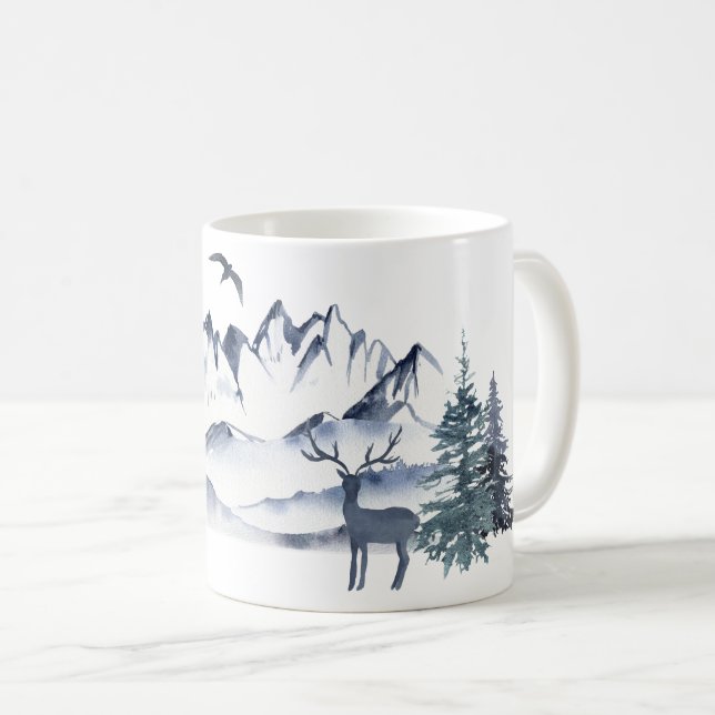 Pacific Northwest Rocky Mountains and Deer Coffee Mug (Front Right)