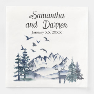 Pacific Northwest Rocky Mountains Wedding Napkin