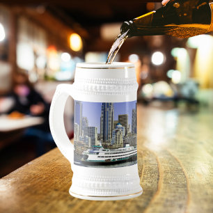 Pacific Northwest Seattle Ferry & Buildings Beer Stein