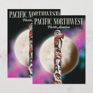 Pacific Northwest Totem pole travel poster