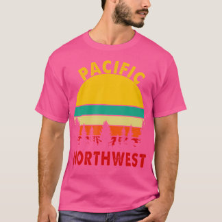 Pacific Northwest Vintage Sunset Forest Hiking Cam T-Shirt