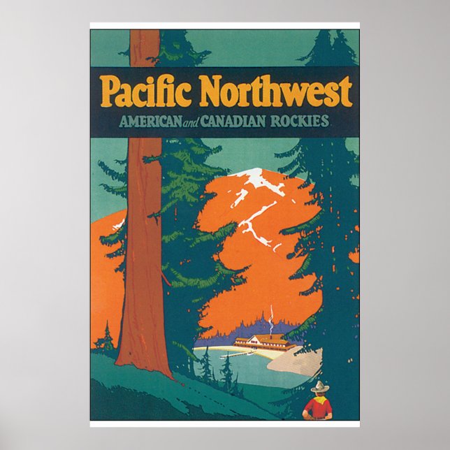 Pacific Northwest Vintage Travel Poster Artwork (Front)