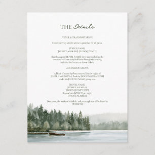 Pacific Northwest Watercolor Lake Wedding Details Enclosure Card