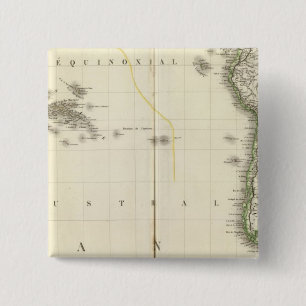 Pacific Ocean Atlas Map 15 Cm Square Badge