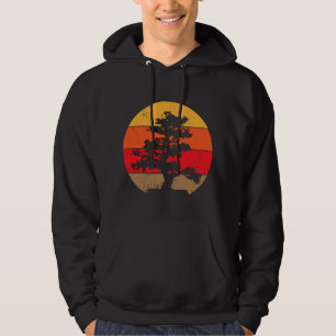 Pacific Ocean Beach Bonsai Tree Sun Retro Vintage Hoodie