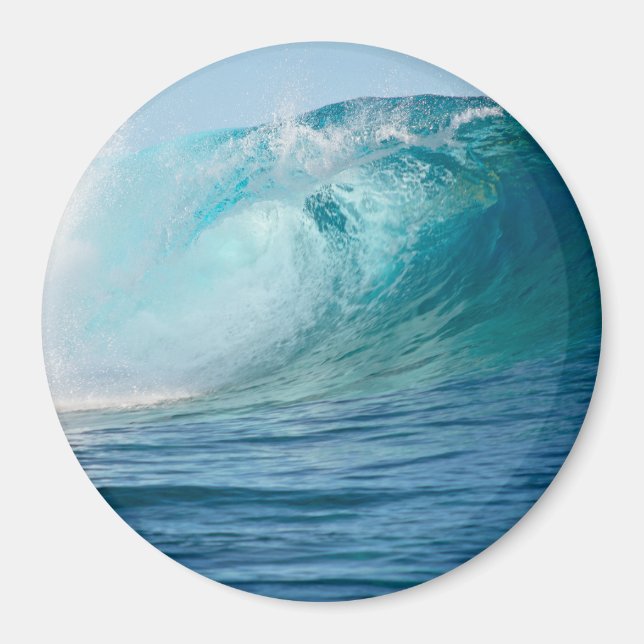 Pacific ocean big wave breaking round magnet (Front)