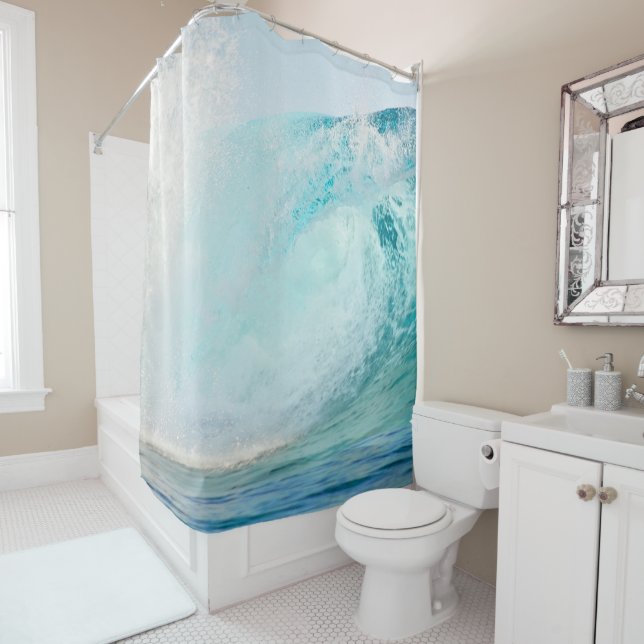 Pacific ocean blue wave breaking shower curtain (In Situ)