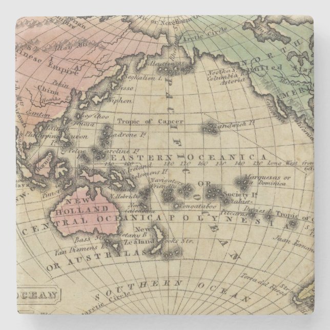 Pacific Ocean, British Islands Stone Coaster (Front)