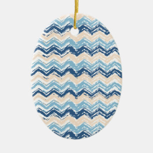 Pacific Ocean Chevron Pattern Ceramic Tree Decoration