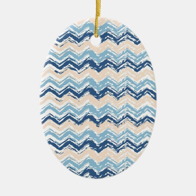 Pacific Ocean Chevron Pattern Ceramic Tree Decoration (Front)
