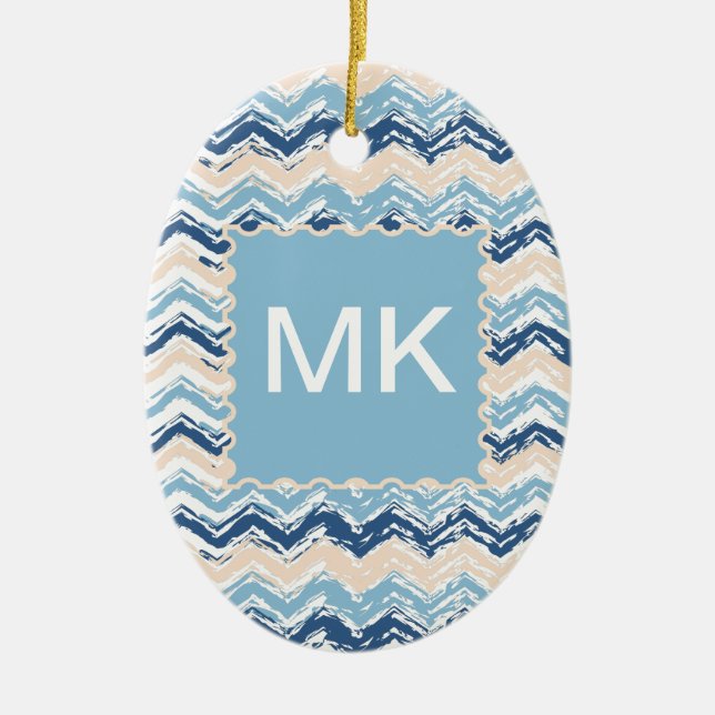 Pacific Ocean Chevron Pattern Ceramic Tree Decoration (Front)