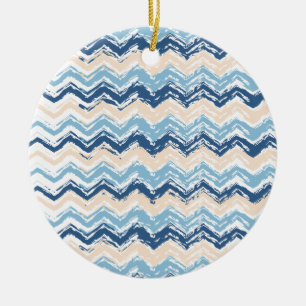 Pacific Ocean Chevron Pattern Ceramic Tree Decoration