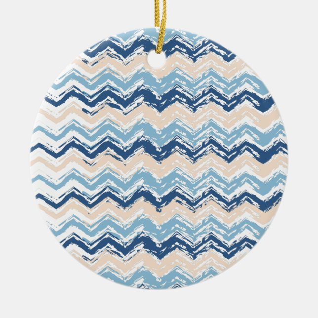 Pacific Ocean Chevron Pattern Ceramic Tree Decoration (Front)
