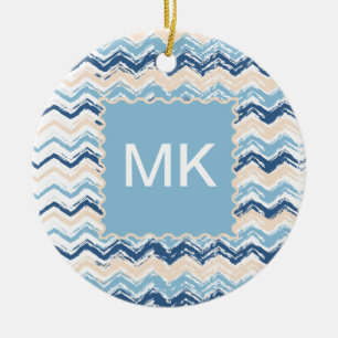 Pacific Ocean Chevron Pattern Ceramic Tree Decoration