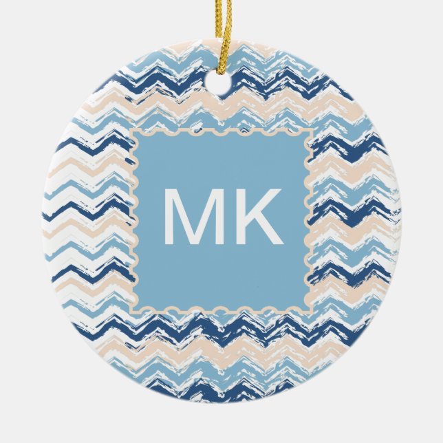 Pacific Ocean Chevron Pattern Ceramic Tree Decoration (Front)