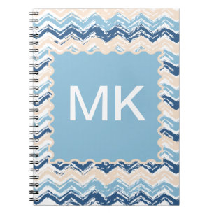 Pacific Ocean Chevron Pattern Spiral Notebook