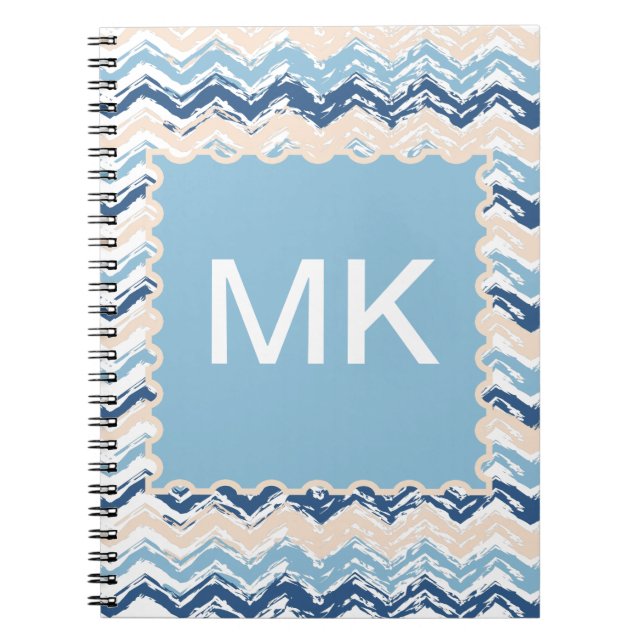 Pacific Ocean Chevron Pattern Spiral Notebook (Front)