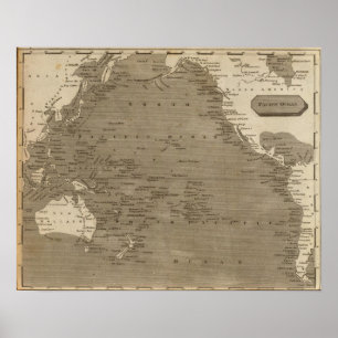 Pacific Ocean Map by Arrowsmith Poster