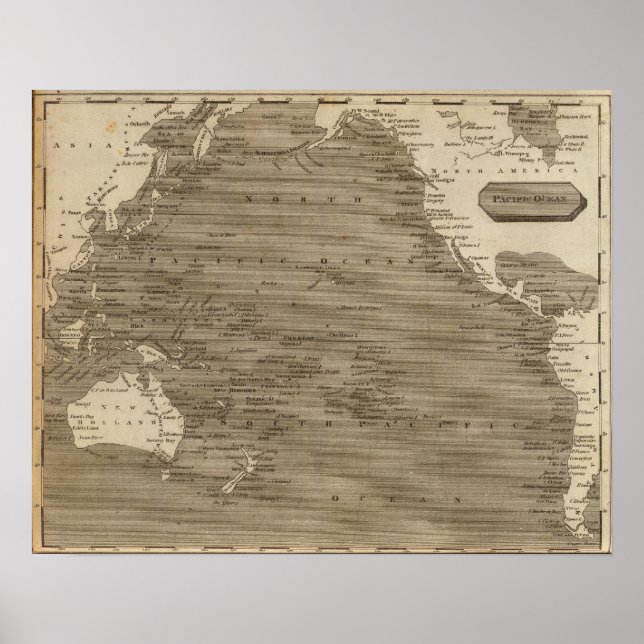 Pacific Ocean Map by Arrowsmith Poster (Front)