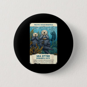 Pacific ocean marvels sea otter wonderful facts 6 cm round badge