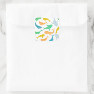 Pacific Ocean Whale Nautical Watercolor Square Sticker
