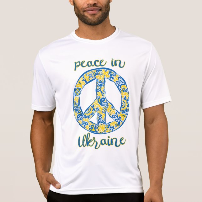 Pacific peace sign quote in Ukrainian flag colours T-Shirt (Front)