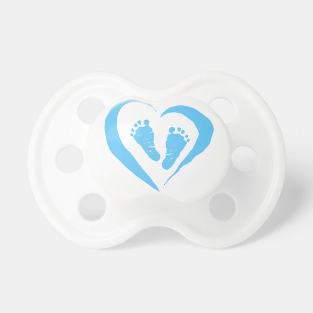 Pacifier ~ Boy Baby Feet in Blue Heart (Front)