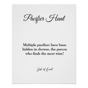 Pacifier hunt baby shower game poster