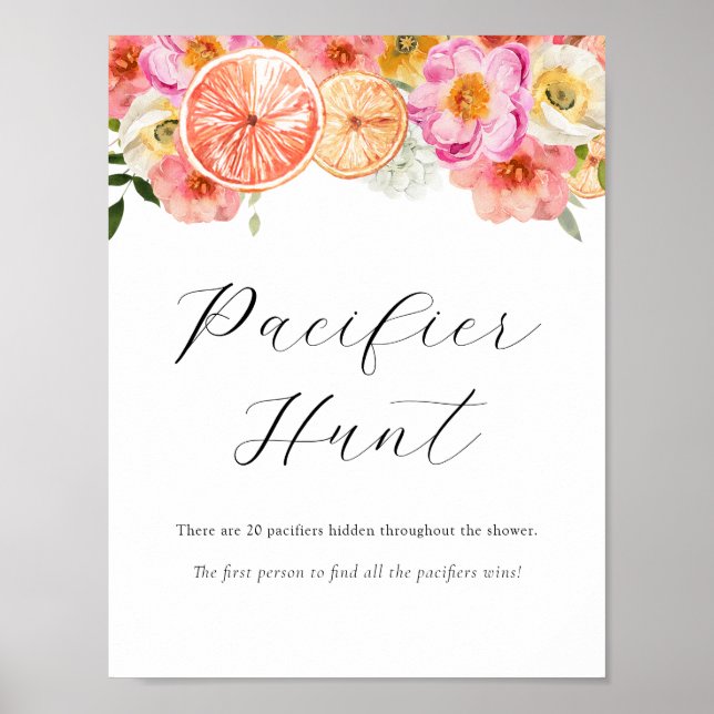 Pacifier Hunt Baby Shower Game Sign (Front)