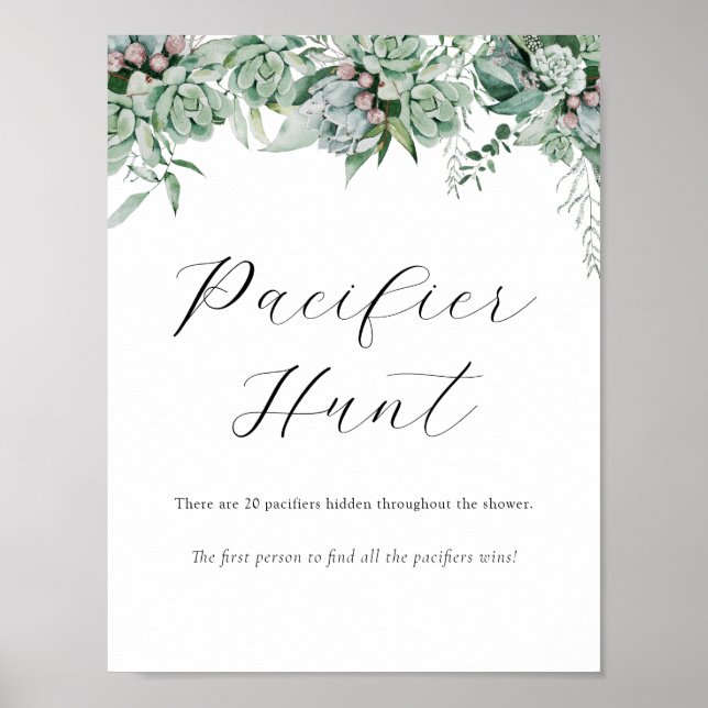 Pacifier Hunt Baby Shower Game Sign (Front)