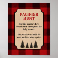Pacifier Hunt Baby Shower Game Sign Lumberjack