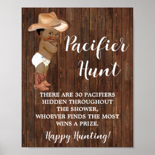 Pacifier Hunt Game AA Cowboy Baby Shower Sign