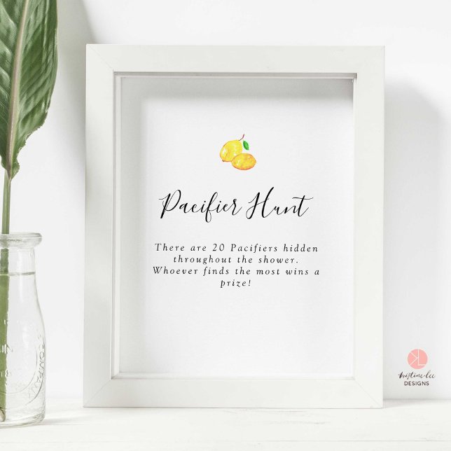 Pacifier Hunt Game Lemon Baby Shower Simple Poster (Creator Uploaded)