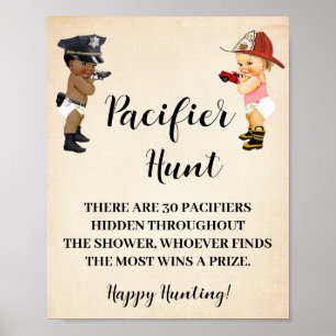 Pacifier Hunt Game Little Recruit Baby Shower Poster