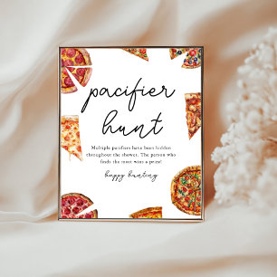Pacifier hunt Pizza baby shower game Poster