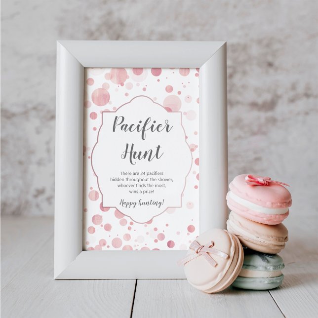 "Pacifier Hunt" Sign, Polka Dots Baby Shower Poster (Creator Uploaded)