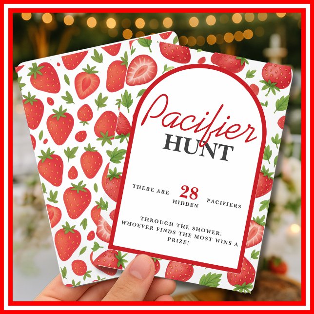 Pacifier Hunt Strawberry Baby Shower Game Invitation (Creator Uploaded)