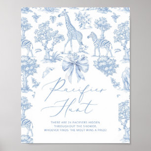 Pacifier Hunt Toile de Jouy Safari animals Poster