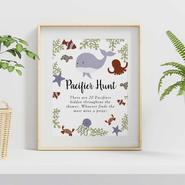 Pacifier Hunt Under the Sea Baby Shower Game Cute Poster (Creator Uploaded)