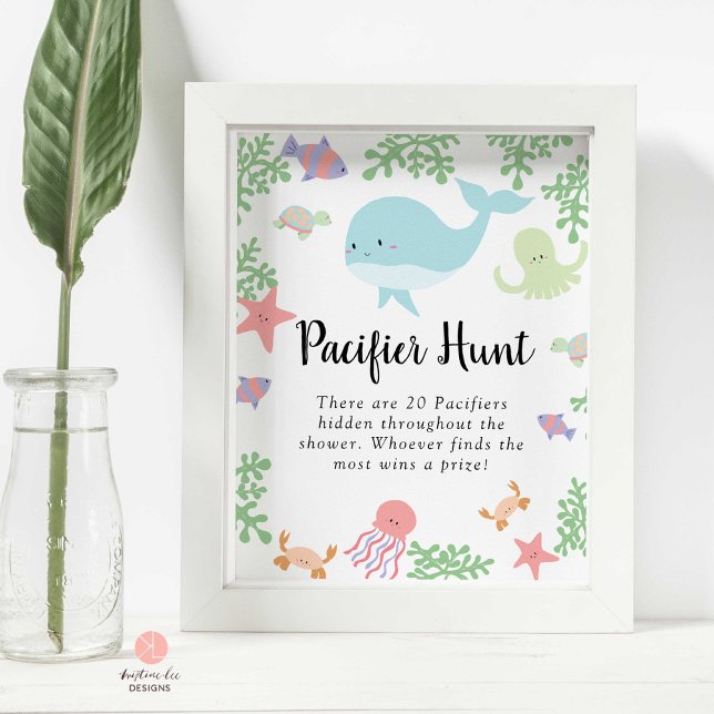 Pacifier Hunt Under the Sea Baby Shower Game Cute Poster (Creator Uploaded)