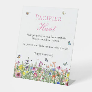 Pacifier Hunt Wildflowers & Butterflies Pedestal Sign