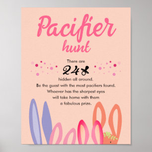 Pacifier Hunt With Bunnies On Peach Party Poster