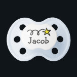 Pacifier / Soother with custom name and cute star<br><div class="desc">Pacifier / Soother with custom name like Jacob,  William,  Ethan etc. Cute shooting star icon with baby name.</div>
