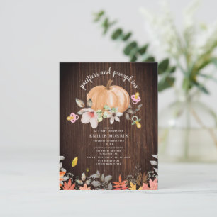 Pacifiers + Pumpkins Fall Wood Girl Baby Shower Invitation